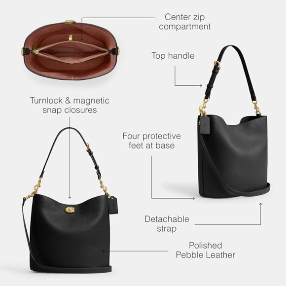 Coach Willow Soft Bucket Bag - Black - Picture 2 of 14